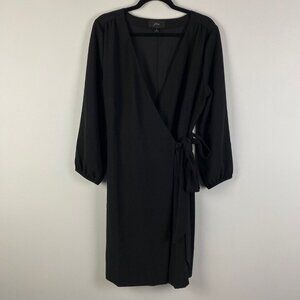 J. Crew Black Midi Wrap Dress
